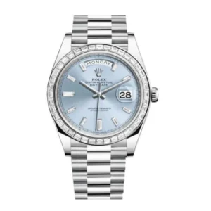 Rolex Day-Date Platinum 228396TBR Ice Blue Baguette Index Replica