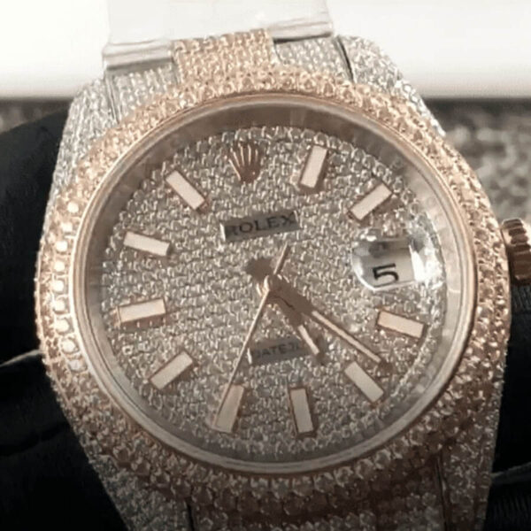 Rolex Datejust Two Tone Jubilee Fully Iced Out 126303 Replica - Image 2